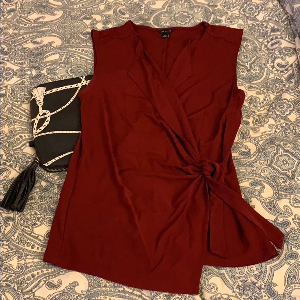 Ann Taylor wrap top RED